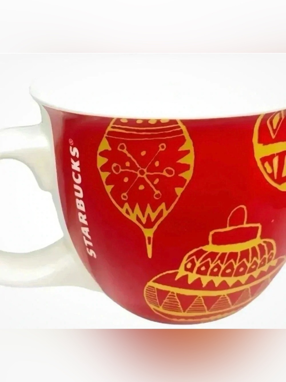Starbucks 2015 Holiday Mug Coffee Tea Hot Chocolate Red Gold Ornaments - Picture 8 of 12